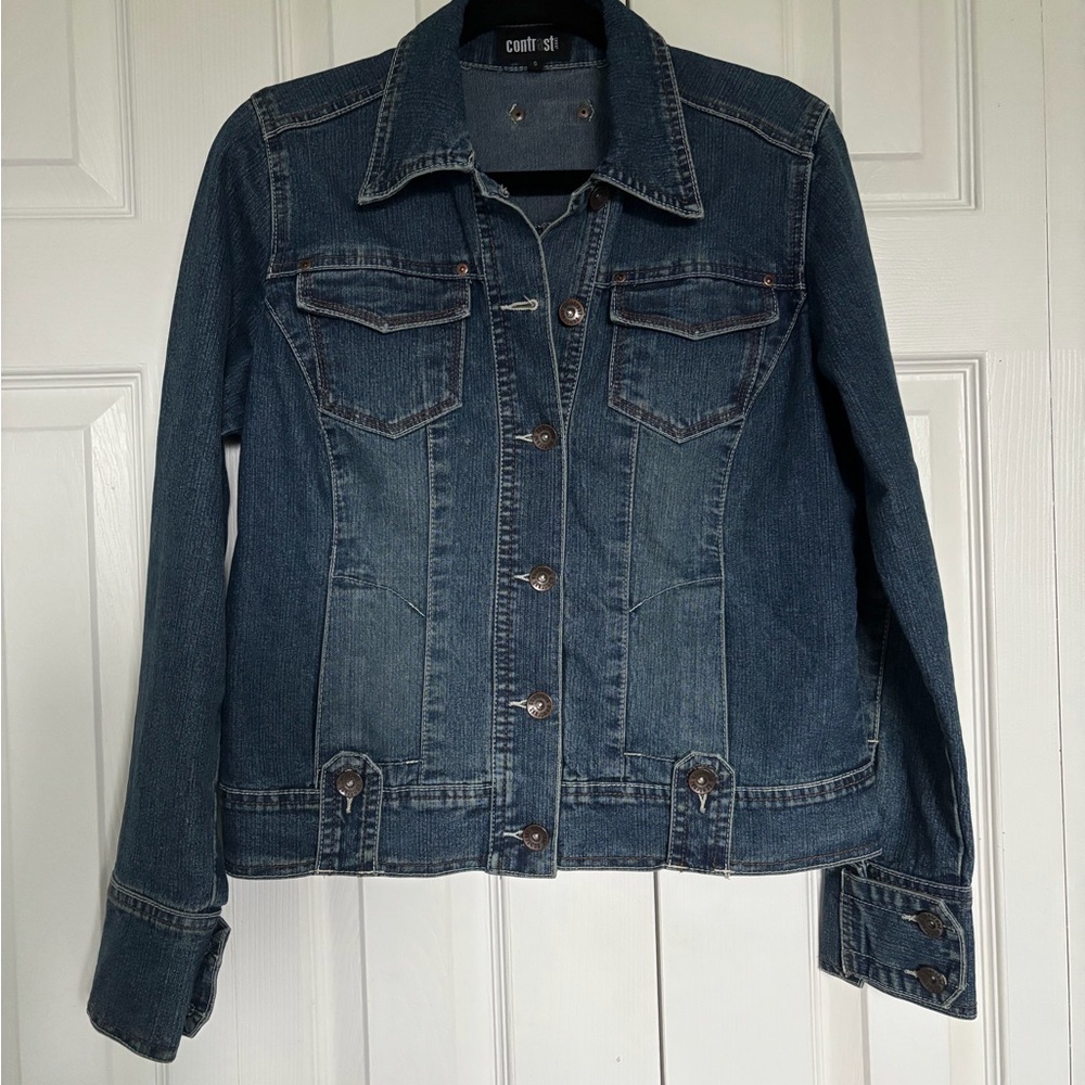Contemporary Dark Wash Denim Jacket - Women's Jean Jacket